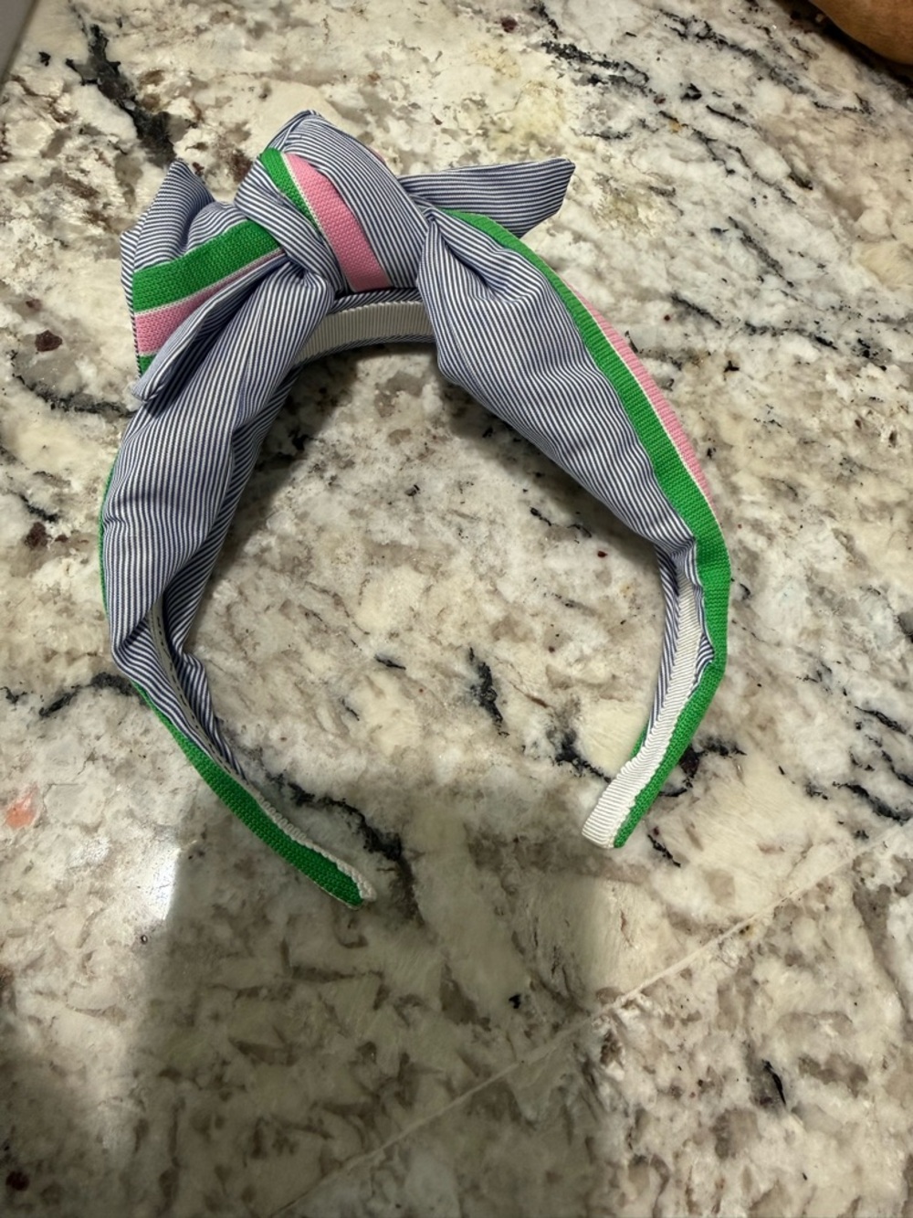 Striped Knot Headband with Pink and Green Trim - Kids Accessories
